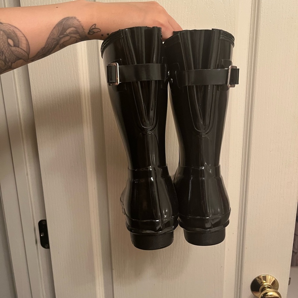 BRAND NEW HUNTER Glossy Black Waterproof Boots - Picture 6 of 10